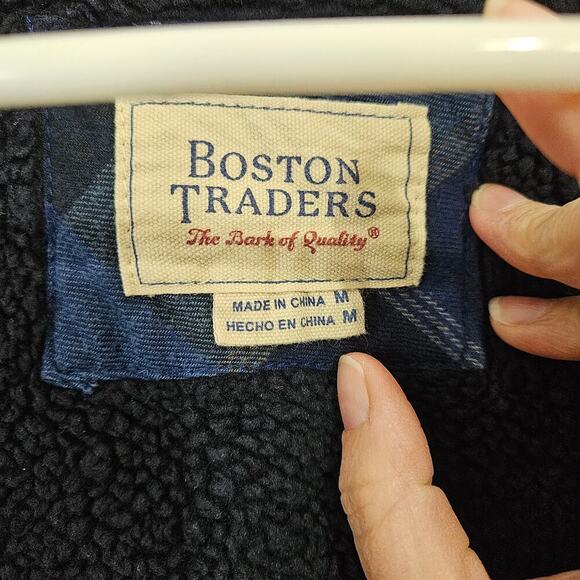 Boston Traders Flannel Jacket Shacket Sherpa Lined Blue Plaid Workwear Mens Sz M - Picture 6 of 7